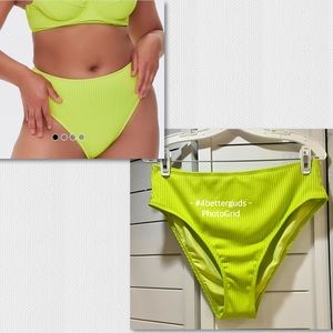 New Forever 21 Plus Size - Swim Wear Ribbed Solid Citron Lime Bikini Bottom 2X